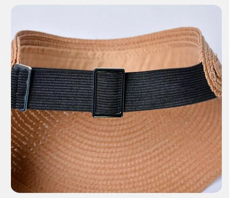 UPF 50+ Wide Brim Straw Sun Visor