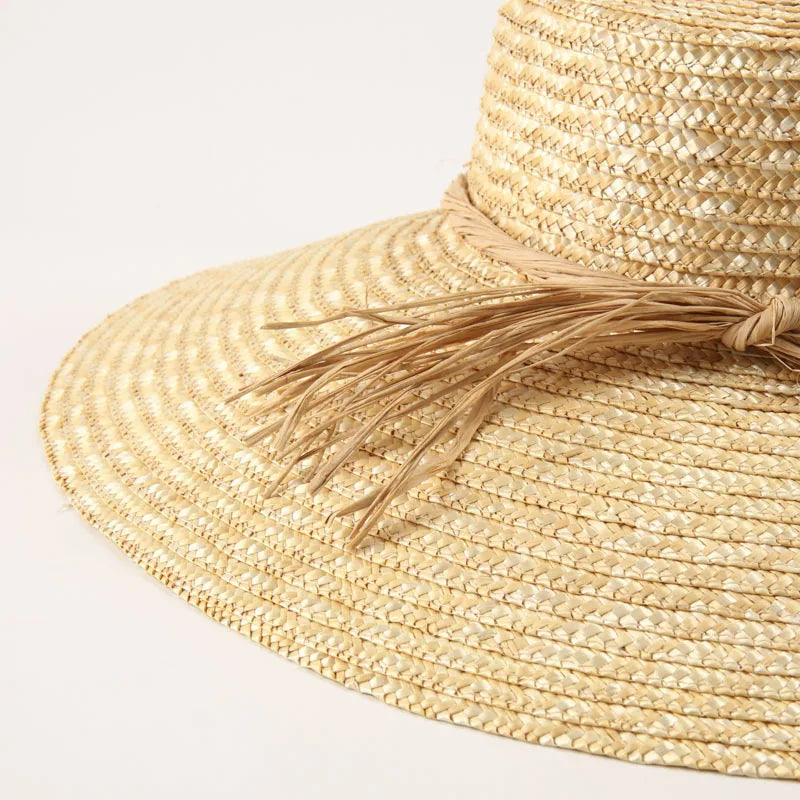 UPF 50+ Women's Wide Brim Flat Top Straw Hat