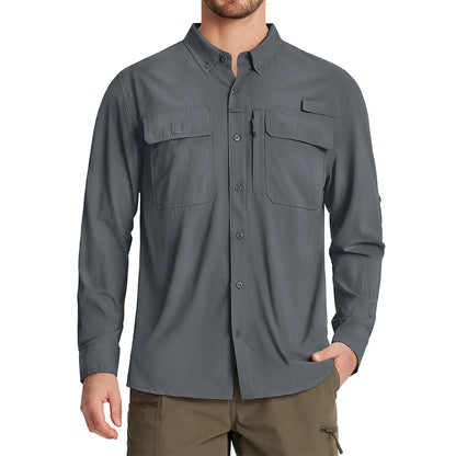 UPF 50+ Long Sleeve Button Down Shirt with Utility Pockets