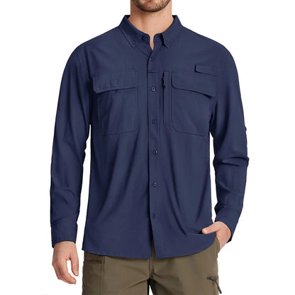 UPF 50+ Long Sleeve Button Down Shirt with Utility Pockets