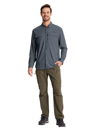 UPF 50+ Long Sleeve Button Down Shirt with Utility Pockets