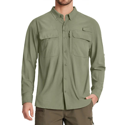 UPF 50+ Long Sleeve Button Down Shirt with Utility Pockets