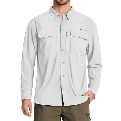 UPF 50+ Long Sleeve Button Down Shirt with Utility Pockets